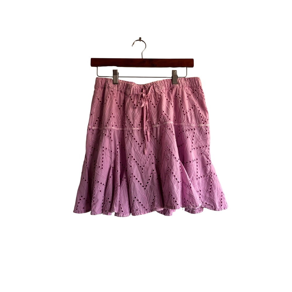 Easel Take A Stroll Eyelet Skirt Lilac Rose Purple Boho Mini Medium NWT